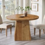 Tribesignstable de salle � manger ronde en bois massif pour 4 � 6 personnes, table de cuisine industrielle ...