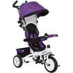 Tricycle enfant �volutif pare - soleil pliable canne t�lescopique amovible 95 x 50 x 106 cm acier violet ...