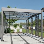 Trigano - carport simple 16, 59m² + 3 claustras en métal anthracite - libeccio Trigano - carport simple 16, 59m² + 3 claustras en métal anthracite - libeccio