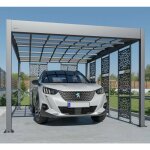 Trigano - carport simple 16, 59m² + 5 claustras en métal anthracite - libeccio Trigano - carport simple 16, 59m² + 5 claustras en métal anthracite - libeccio