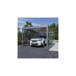 Trigano - carport simple 16, 59m + 8 claustras en mtal anthracite - libeccio