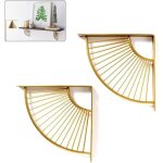 Trimec - support d'�tag�re triangle en forme d'�ventail dor� en m�tal flottant, lot de 2 support d'angle ...