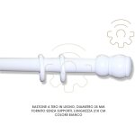 Salone - tringle a rideau en bois blanc 35 mm longueur 210 cm sans supports