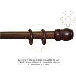 Tringle a rideau en bois de noyer fonca 35 mm longueur 150 cm sans supports