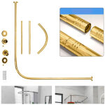 Tringle � rideau de douche extensible en acier inoxydable, en forme de l, perfor�e, pour salles de bain ...