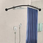 Tringles � rideau de douche incurv�es en acier inoxydable rails de douche d'angle extensibles noirs