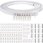 Tringle � rideaux, rail de rideau de plafond flexible pour baie vitr�e, environ 5 m, pliable courbe support ...