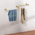 Tringle � v�tements industrielle - 180 cm de long - montage mural - tube industriel - dor� - pour suspendre ...