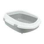 Trixie bac a litiere primo, avec rebord - xxl - 56 x 25 x 71 cm - gris et blanc - pour chat