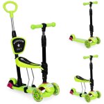 Trottinette dequilibre a trois roues avec roues lumineuses led 3 en 1 - vert ecotoys