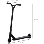 Trottinette freestyle adulte et enfant en aluminium noir, poign�es confort simili - cuir