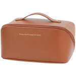 Trousse de maquillage de grande capacit� pour femmes, sac � cosm�tiques portable en cuir �tanche, rangement ...