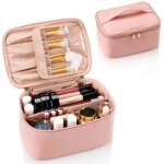 Trousse de maquillage rose pour voyage : grande capacit� et haute qualit� pour les femmes