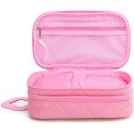 Trousse maquillage, sac cosm�tique 20 12 8 cm 2 couche avec miroir pour femme noir (rose)