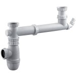 Tubulure pour vier 2 cuves entraxe 160  360mm avec prise mal et siphon valentin 00 778100 001 00