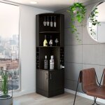 Tuhome concept - meuble bar d'angle syrah, avec porte - gobelets 180, 6cm l x 46, 9cm h x 46, 9cm l x ...