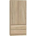 Hucoco - turin armoire style moderne chambre salon penderie multifonctions 2 portes + tiroirs dressing ...