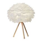 Tuserxln - plume led lampe de table avec bouton poussoir lumire tamise dcorative or bureau lit veilleuse ...