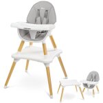 Chaise haute �volutive pour enfant ? en bois massif ? dossier r�glable ? double plateau ajustable ? conforme ...