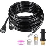 Tuyau d�boucheur canalisation haute pression 30m 180bar - flexible nettoyeur avec buse � jet et rotatif, ...