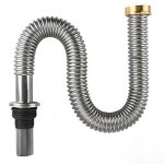 Tuyau d'�vacuation d'�vier, siphon de cuisine flexible, acier inoxydable r�sistant aux hautes temp�ratures, ...