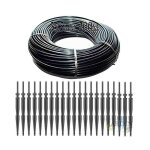 Suinga - tuyau flexible d'arrosage 3x5 mm. conducteur pvc souples noir, 200m + 50 piquets irrigation ...