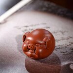 Two pieces of 3. 1  chinese tea zisha pet pig tea pet handmade purple clay tea pet for kung fu gift ceremony ...