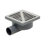 Tycner - c�t� sortie grille acier inoxydable 150x150mm sol siphon vidange 50mm tuyau