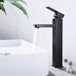 Robinet salle bain noir robinet de lavabo haut mitigeur lavabo avec poign�e carr�e robinetterie lave ...