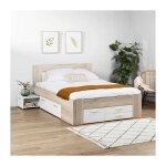 Les tendances - udine lit adulte contemporain decor chene cendre et blanc mat - l 140 x l 200 cm Les tendances - udine lit adulte contemporain decor chene cendre et blanc mat - l 140 x l 200 cm