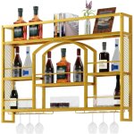 Uev porte bouteille mural 120cm, casier  vin en mtal, porte - verre  vin, avec lumire led de 15 couleurs, ...