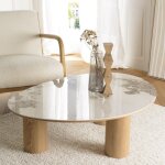 Ugo - table basse 110x80cm plateau c�ramique pieds bois clair