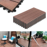 Uisebrt lot de 12 rev�tements de sol pour balcon - en plastique - aspect bois - syst�me � clic - pour ...