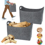 Lot de 2 sacs � b�ches en feutre xl pour bois de chemin�e avec poign�es renforc�es - 55 x 30 x 42 cm ...