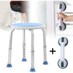 Uisebrt tabouret de douche rglable en hauteur avec forte ventouse support poigne pour salle de bain ...