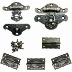 Ulisem lot de 2 serrures de meubles vintage antiques et 4 charnires vintage avec suffisamment de vis, ...