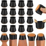35 - 40mm protecteurs de sol en silicone avec feutre, 24 embouts pour pieds de chaise en caoutchouc, ...