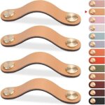 4pcs poigne meuble cuir, bouton porte placard poignee cuir bouton de tiroir, poignee de meuble vintage ...