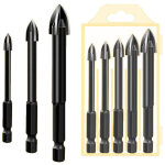 5 pcs foret, foret de ma�onnerie en carbure de tungst�ne set pour m�tal acier, tuile de c�ramique porcelaine, ...
