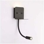 Applique murale led slange 3 w + lampe de lecture avec port usb - noir - ulisem Applique murale led slange 3 w + lampe de lecture avec port usb - noir - ulisem