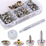 Ulisem - kit de 60 boutons - pression en toile marine avec vis en mtal pour bateau, douille avec 2 outils ...