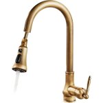 Ulisem - robinet de cuisine extractible en laiton antique, mitigeur  poigne unique, montage sur pont ...