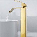 Ulisem - robinet salle de bain lavabo haut cascade bec pour vasque, mitigeur eau froide et chau moderne ...