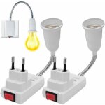 Ulisemdouille e27 avec interrupteur sans fil, 2 pices 360 degrs rglable support ampoule e27, adaptateur ...