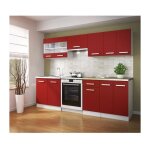 Ultra cuisine complete avec plan de travail l 2m40 - rouge mat