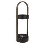 Porte parapluies bois et m�tal hub noir / noyer