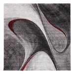 Unamourdetapis - tapis carr� 200x200 rouge et gris motif g�om�trique pour salon et chambre