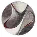 Tapis salon et chambre �200cm rouge et gris rond tiss� motif g�om�trique lyn8 madila