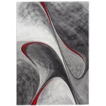 Unamourdetapis - tapis salon et chambre 200x290 rouge et gris rectangle tiss� motif rond lyn8 garca