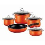 Unbekannt - riess vaisselle / casserole set 5 pices avec couvercle en verre emaille nouvelle corall